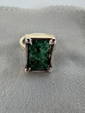 Sterling Silver Ring with Green Rectangular Stone - thumbnail 11 of 15