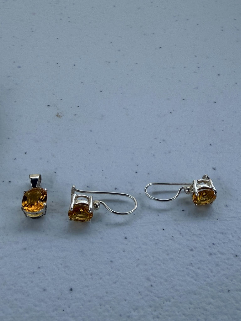 Sterling Silver Jewelry Set with Yellow Gemstones - image 9 of 19