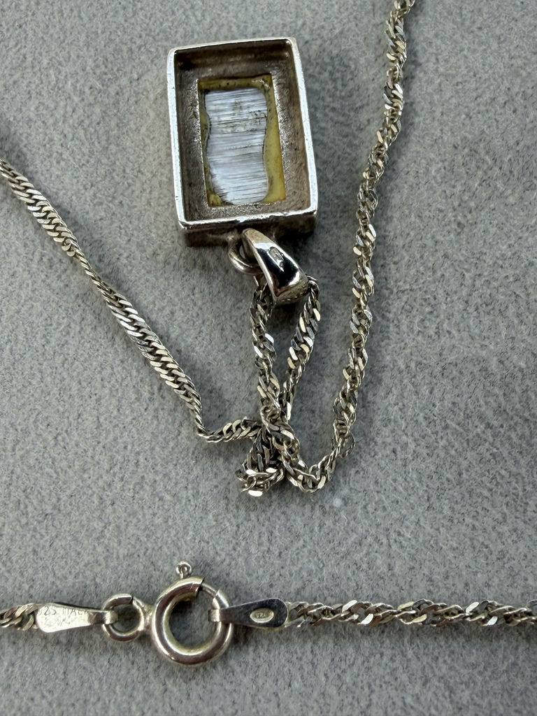 Sterling Silver Chain Necklace with Rectangular Pendant - image 13 of 14