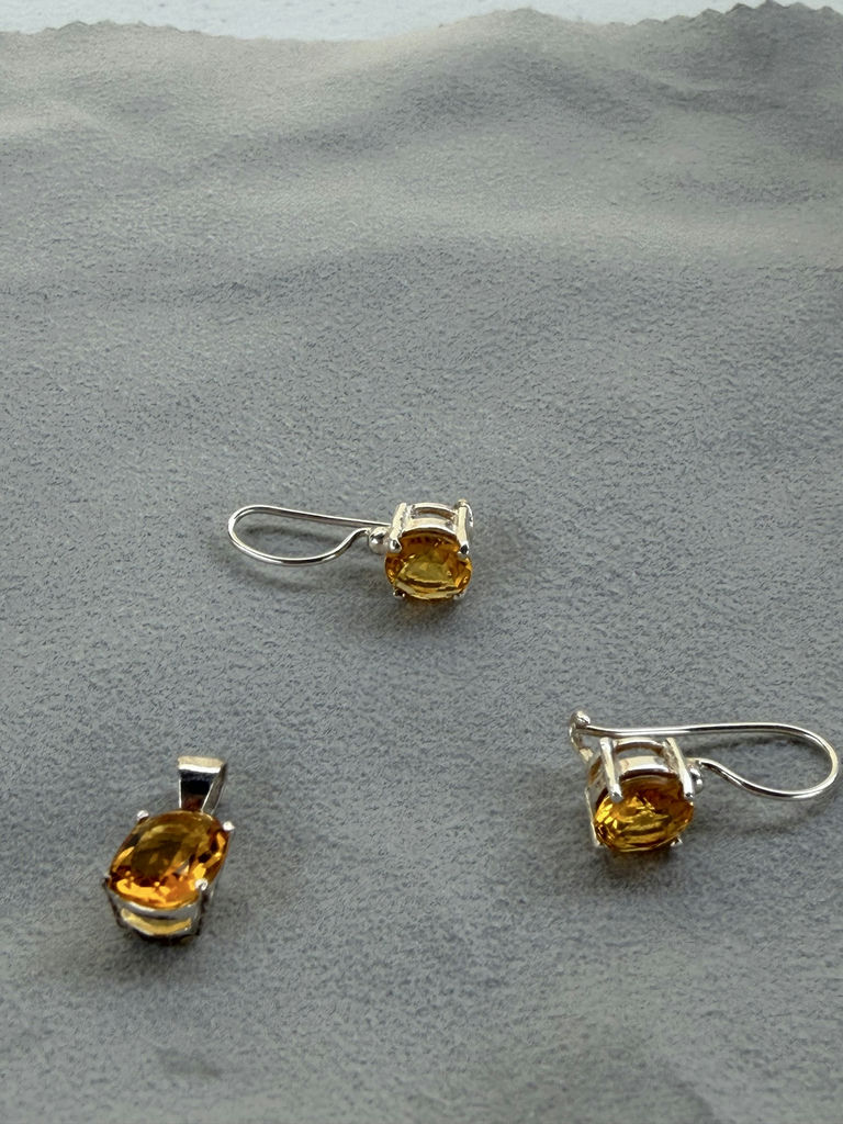 Sterling Silver Jewelry Set with Yellow Gemstones - image 3 of 19