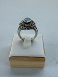 Sterling Silver Blue Stone Ring With 14K Accent Detail - thumbnail 11 of 21