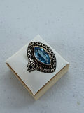 Sterling Silver Blue Stone Ring With 14K Accent Detail - thumbnail 13 of 21
