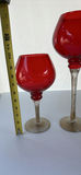 Painted RED Glass Candle Holders Set of 3 - thumbnail 8 of 10