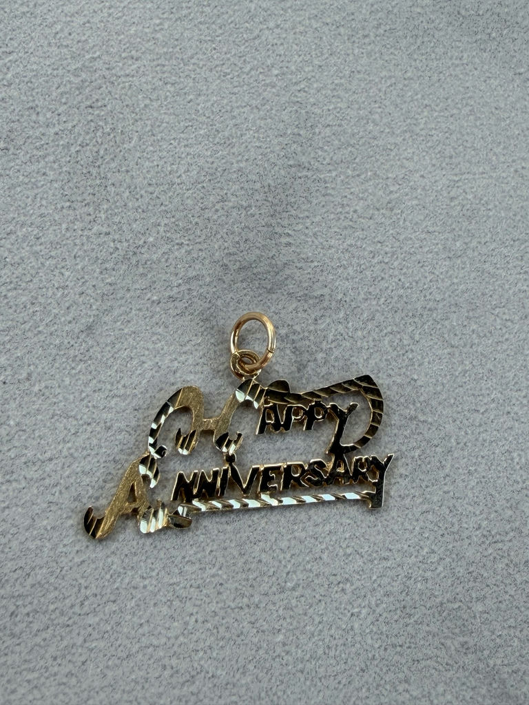 10K Gold Happy Anniversary Pendant - image 3 of 6