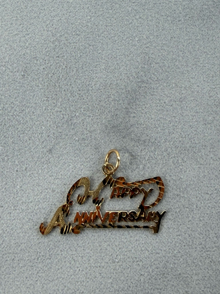 10K Gold Happy Anniversary Pendant - image 2 of 6