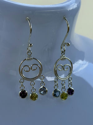 Pair of Genuine Stone Dangle Earrings - Image 1 of 7