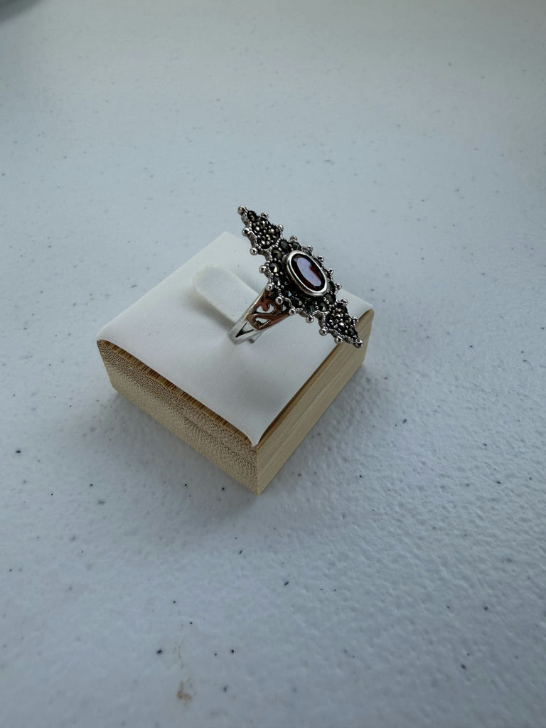 Sterling Silver Ring with Red Oval Stone - image 6 of 12
