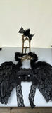 Black Feather Costume Wings, Blackbirds and Black Crinoline Slip - thumbnail 3 of 10