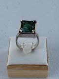 Sterling Silver Ring with Green Rectangular Stone - thumbnail 6 of 15