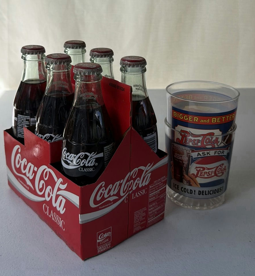 Coca-Cola 1996 Olympic Torch Relay Bottle Pack and Pepsi-Cola Glasses - image 1 of 9