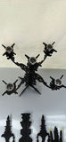 Black Five-Arm Candelabra With Decorative Panels and Taper Candles - thumbnail 5 of 8