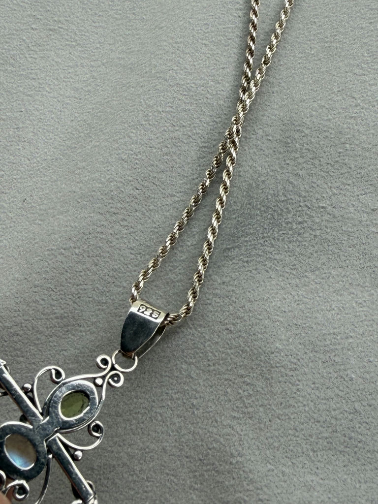 Sterling Silver Pendant Necklace with Gemstones - image 11 of 15