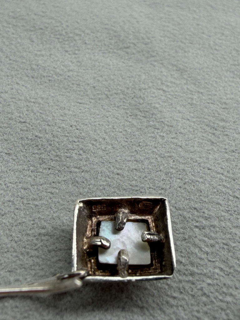 Pair of Sterling 925 Silver Mother of Pearl Dangle Earrings - image 3 of 8