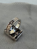 Sterling Silver Ring with Green Rectangular Stone - thumbnail 13 of 15