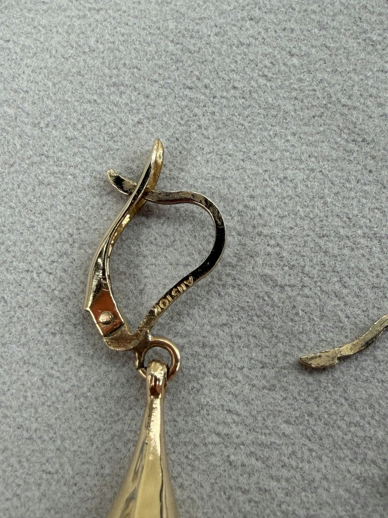 10K Gold Teardrop Dangle Earrings - image 8 of 9