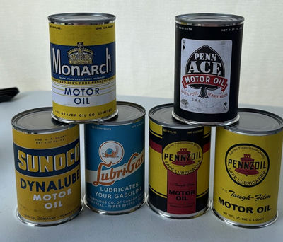(6) Vintage Style Motor MINI Oil Can Collection - Image 1 of 5
