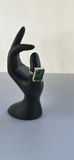 Sterling Silver Ring with Green Rectangular Stone - thumbnail 3 of 15