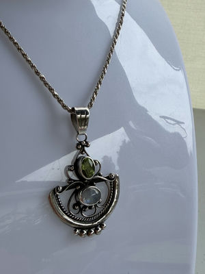 Sterling Silver Pendant Necklace with Gemstones - Image 1 of 15