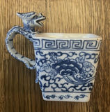 Chinese Dragon Handled Blue Transferware Teacup - thumbnail 2 of 6