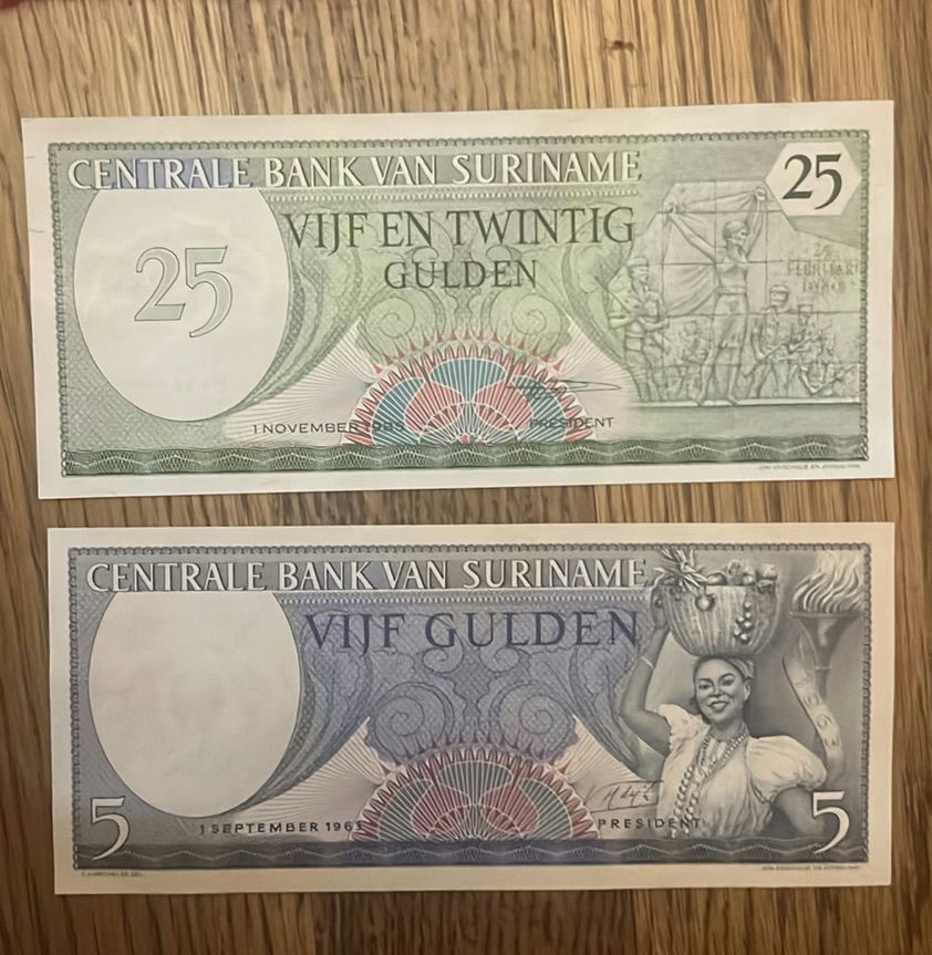 2 Pcs Obsolete Suriname Currency 1963 & 1985 Inc - image 2 of 6