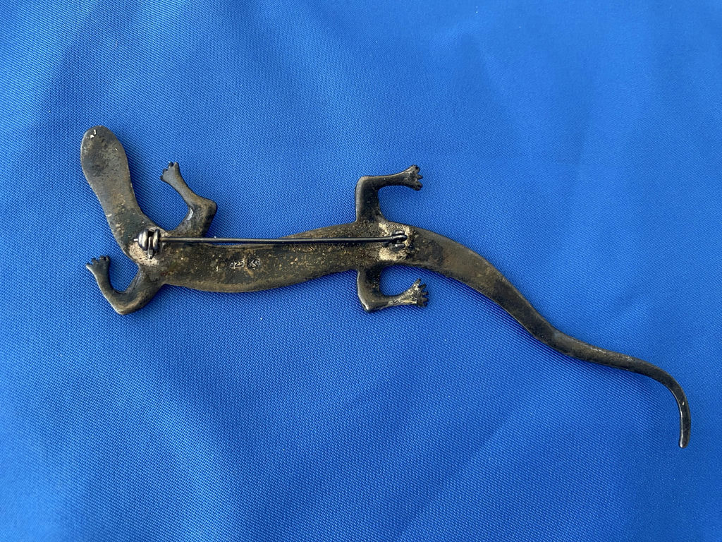Sterling Silver Lizard Marcasite Brooch  - image 2 of 10