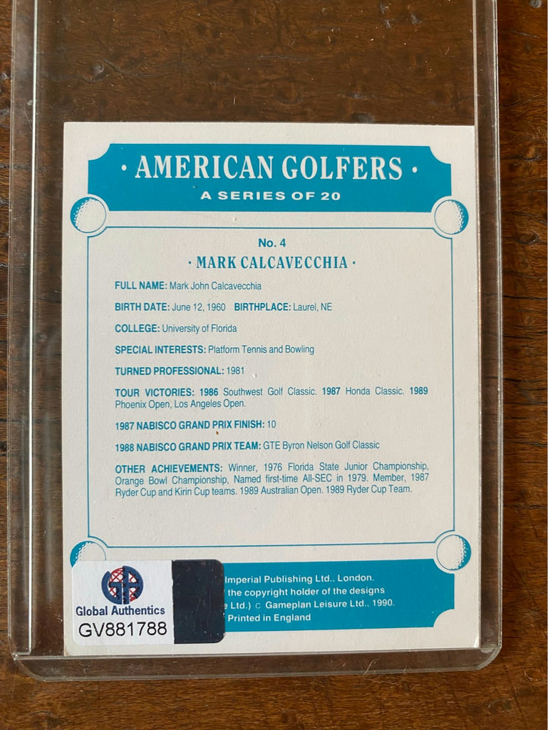 Mark Calcavecchia Autographed Trading Card with COA - image 3 of 3