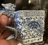 Chinese Dragon Handled Blue Transferware Teacup - thumbnail 5 of 6