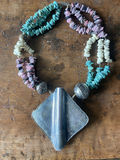 Necklace - Turquoise, Purple and White Stones - thumbnail 1 of 7