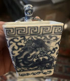 Chinese Dragon Handled Blue Transferware Teacup - thumbnail 3 of 6