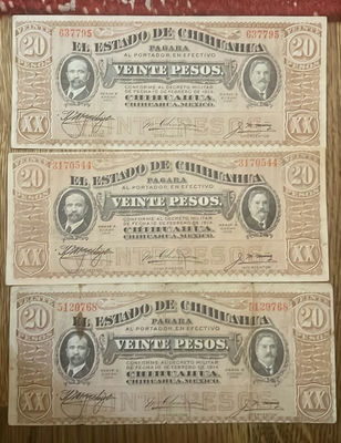 1915 Mexican Series K 20 Peso Obsolete Mexican Money - Image 1 of 7