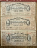 1915 Mexican Series K 20 Peso Obsolete Mexican Money - thumbnail 1 of 7