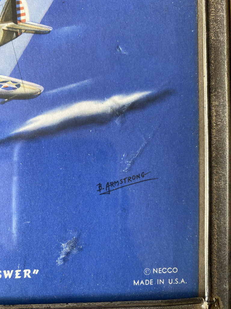 WWII Victory Print Warplanes in V Formation Titled America’s Answer - image 2 of 3
