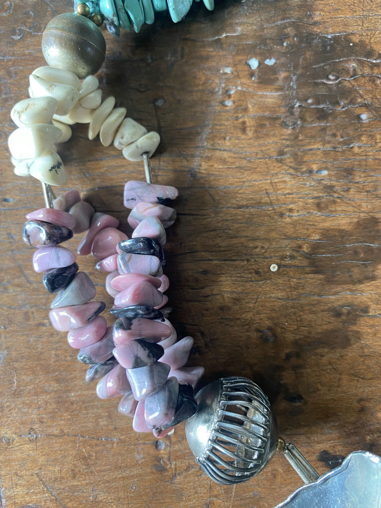 Necklace - Turquoise, Purple and White Stones - image 2 of 7