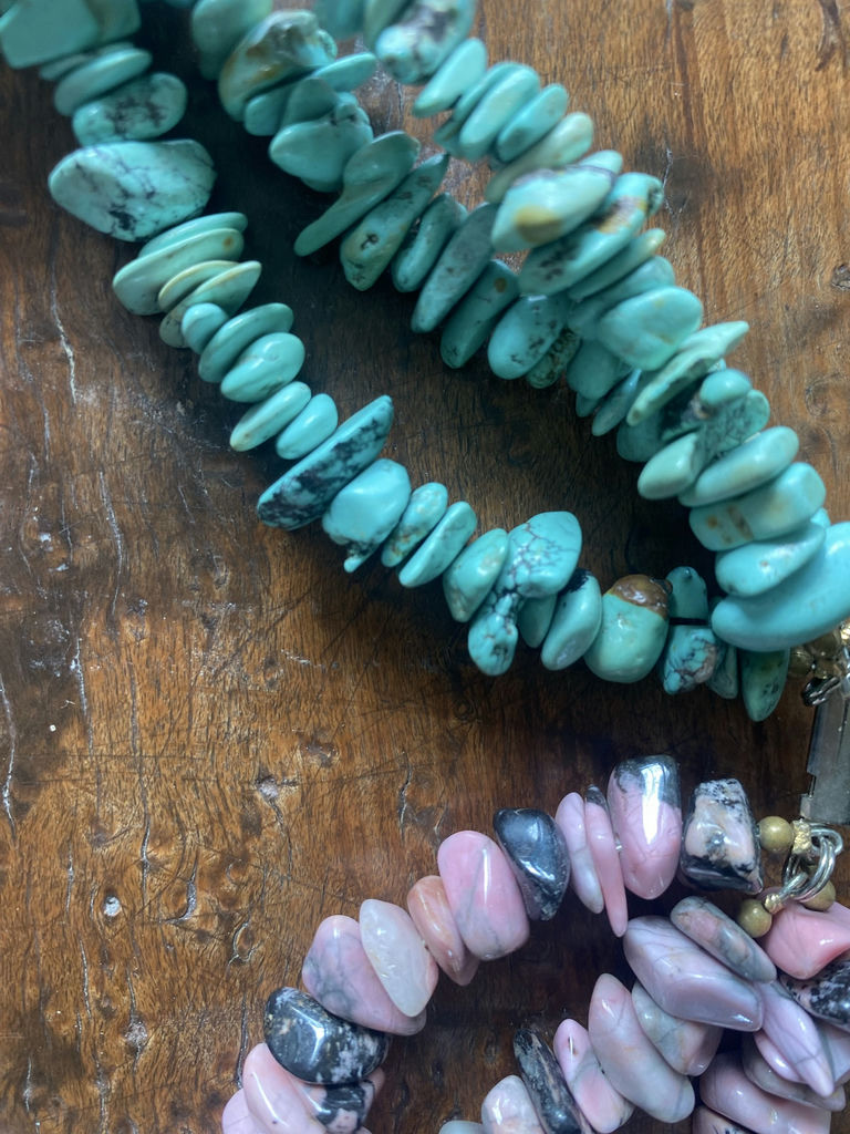 Necklace - Turquoise, Purple and White Stones - image 4 of 7