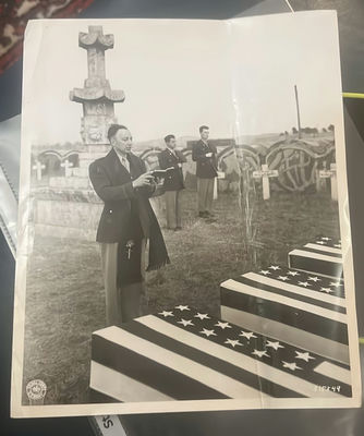 American Troops Burial France wwii Vintage Signal Corps Photo - Image 1 of 5
