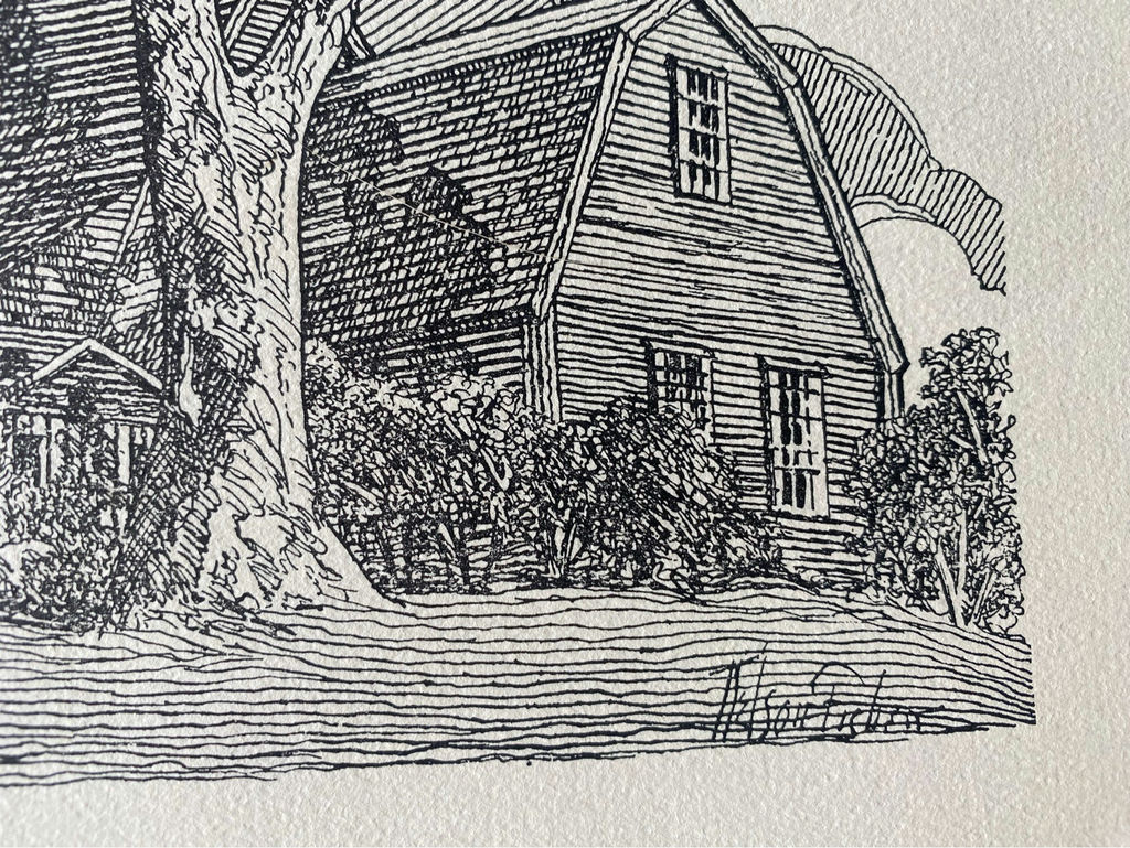 The Oldest House in North East US The Old Fairbanks House Vintage Nelson Fisher Engraving - image 3 of 4