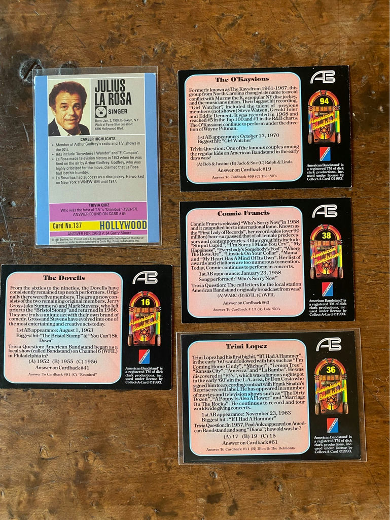 Lot of 5 Autographed Trading Cards American Bandstand - image 2 of 2