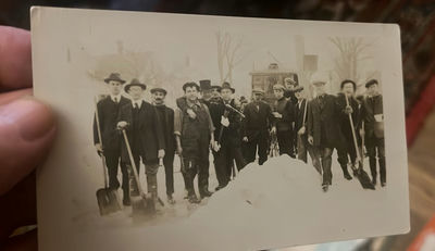 1911 Harmony ME RPPC Men Shoveling Snow Comical - Image 1 of 2