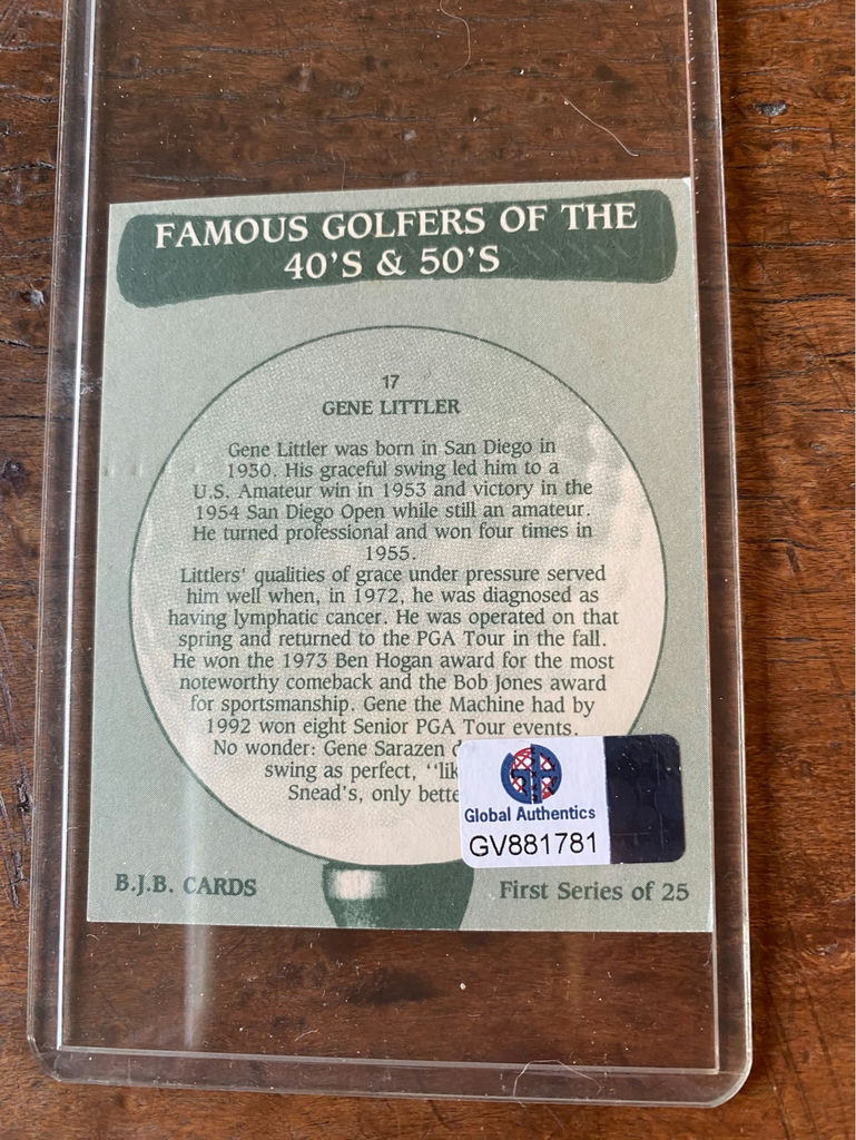 Gene Littler Autographed Trading Card with COA - image 3 of 3