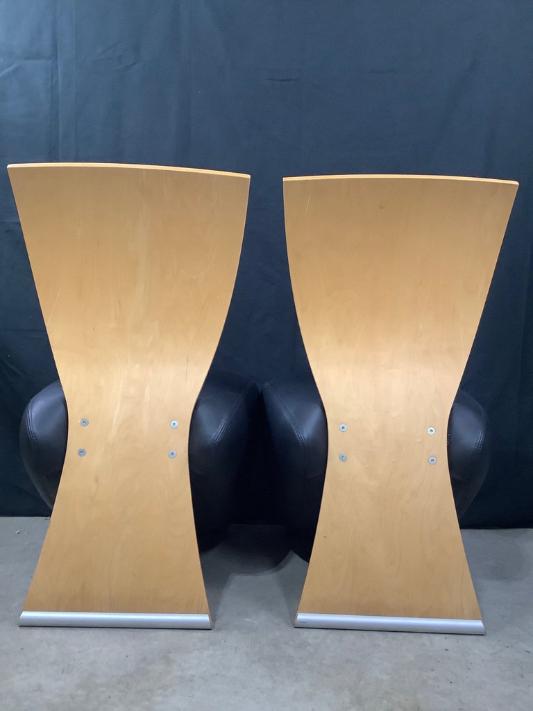 Dauphin Bobo Leather / Maple Lounge Chairs - image 3 of 5