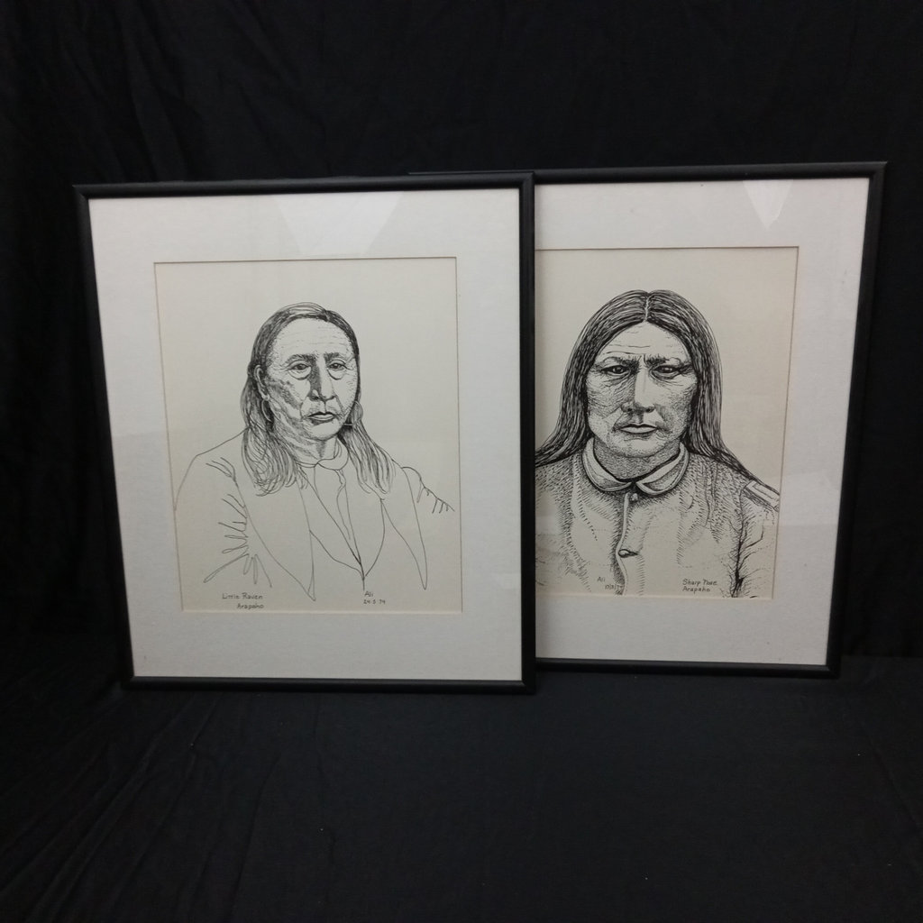 Arapaho Framed Pen & Ink Portraits / Ali Web - image 1 of 12