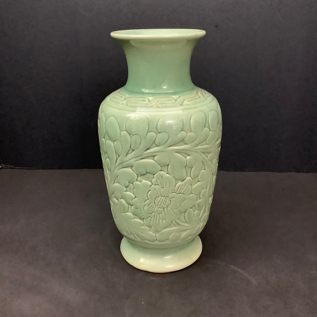 Asian Celadon Ceramic Vase - image 1 of 4