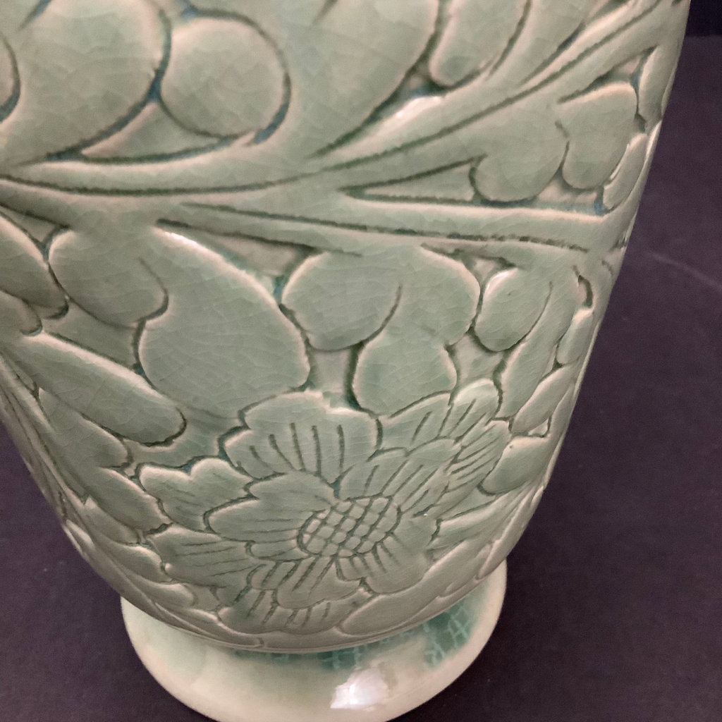 Asian Celadon Ceramic Vase - image 4 of 4