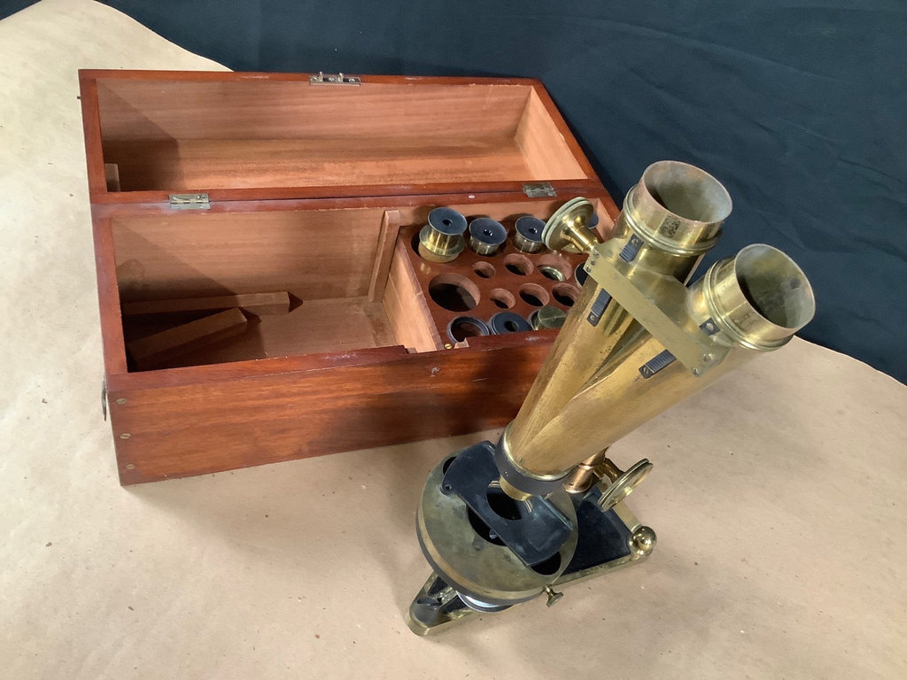 Antique R&J Beck Microscope w/Case - image 4 of 7