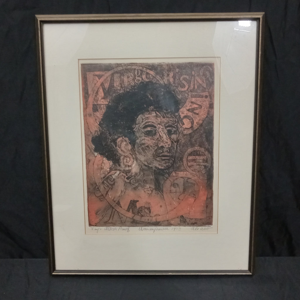Woman Power 1973 / Ali Web Framed Woodcut Print - image 2 of 8