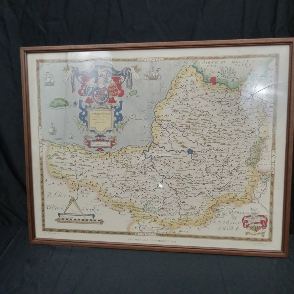 Saxton's Map of Somerset, 1575 / 1967 reprint - image 1 of 8