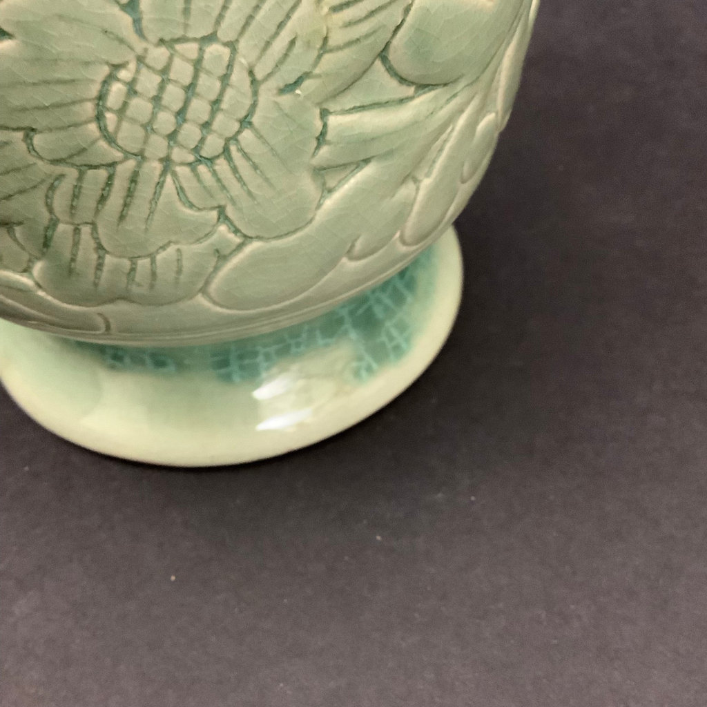 Asian Celadon Ceramic Vase - image 3 of 4