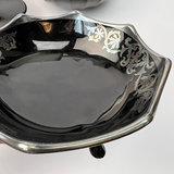 Vintage Black Glass Trio Silver Overlay Footed Bowl Pedestal - thumbnail 2 of 8