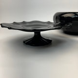 Vintage Black Glass Trio Silver Overlay Footed Bowl Pedestal - thumbnail 4 of 8
