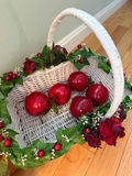 Pair of White Wicker Baskets With Decorative Fruit Decor - thumbnail 2 of 4